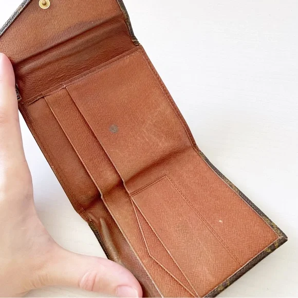 Louis Vuitton brown monogram canvas vintage compact wallet